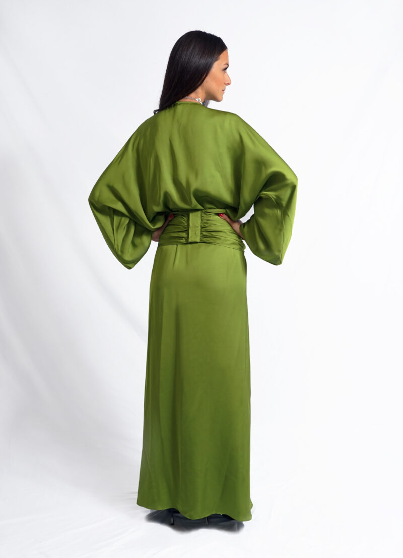 Abito kimono in viscosa verde mela